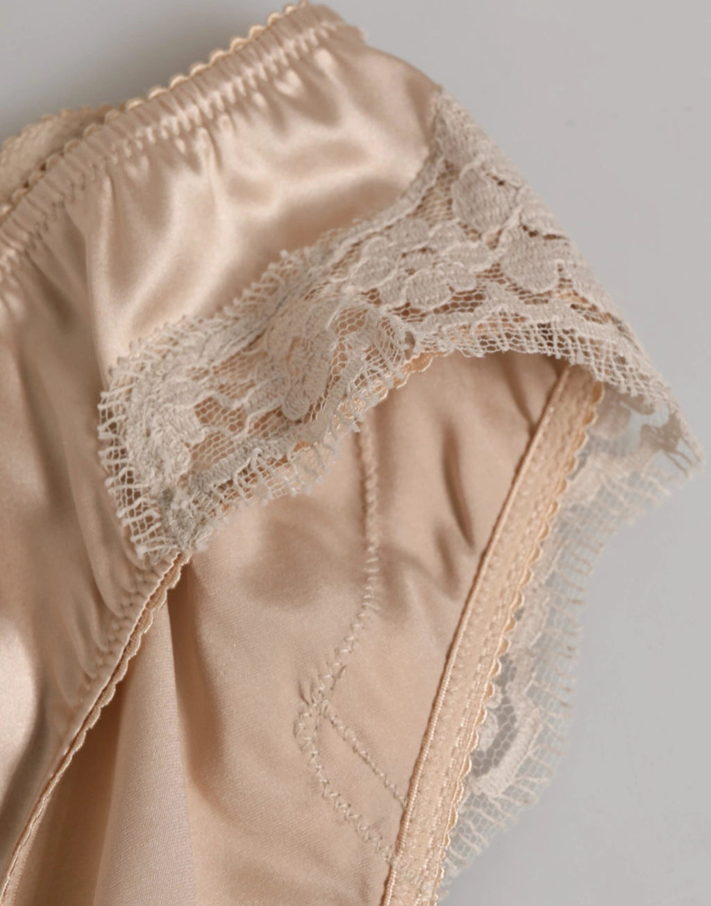 Dolce & Gabbana Beige Silk Satin Floral Lace Panty Brief Underwear by Dolce & Gabbana