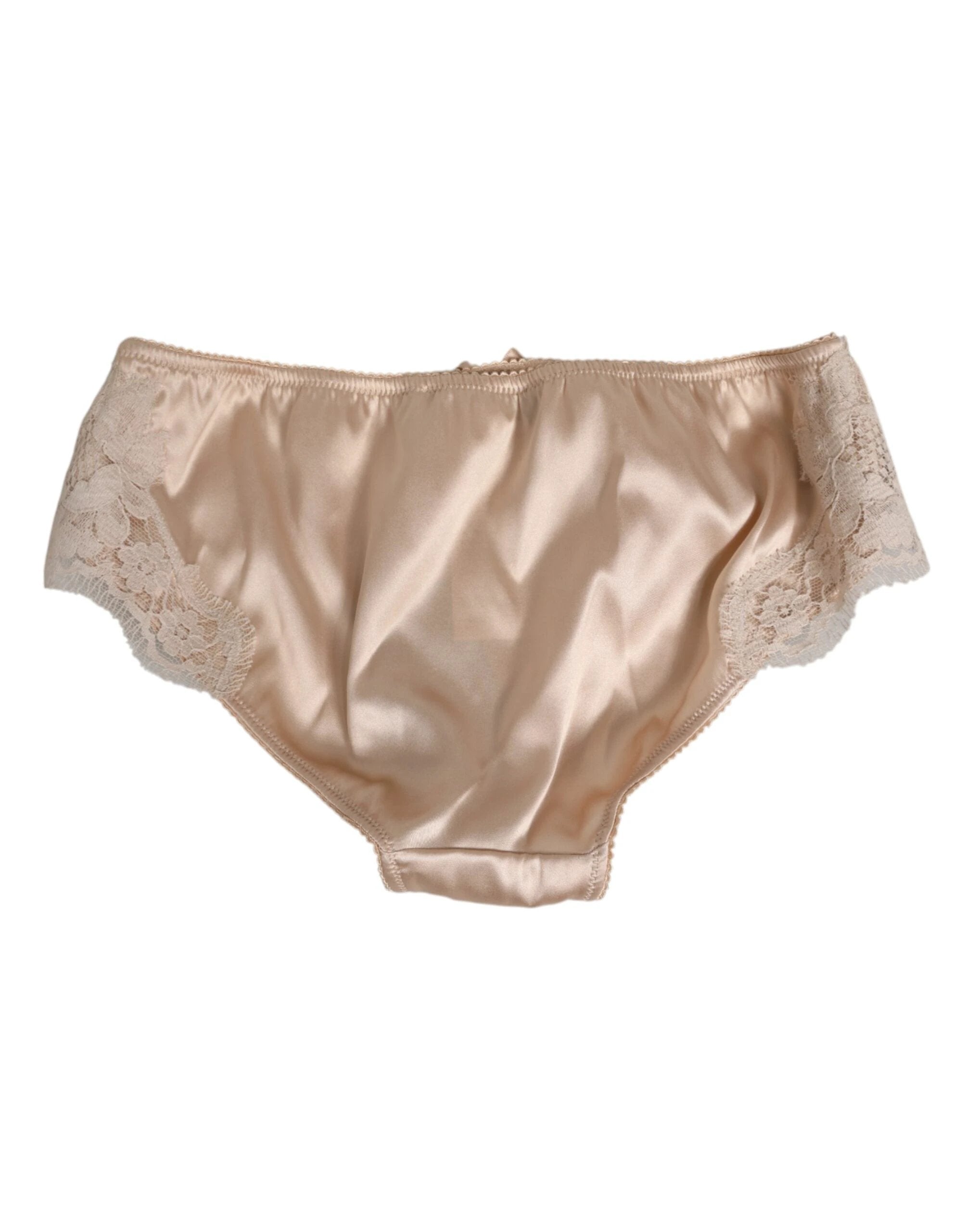 Dolce & Gabbana Beige Silk Satin Floral Lace Panty Brief Underwear by Dolce & Gabbana