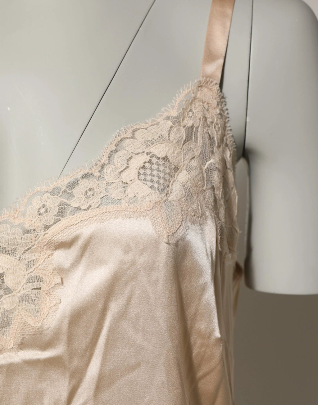 Dolce & Gabbana Nude Chemise Lingerie Silk Blend Lace Trim Dress by Dolce & Gabbana