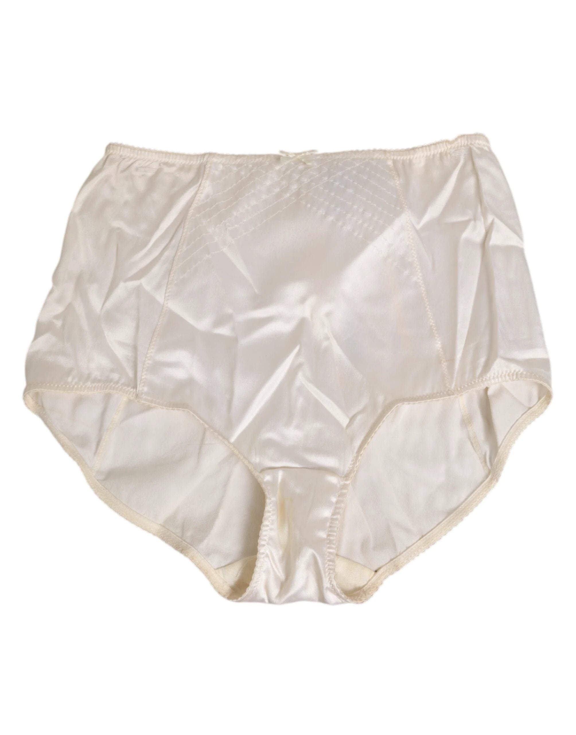 Dolce & Gabbana Off White Silk High Waist Girdle Panty Underwear by Dolce & Gabbana