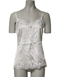 Dolce & Gabbana Off White Floral Lace Tank Lingerie Top Underwear by Dolce & Gabbana