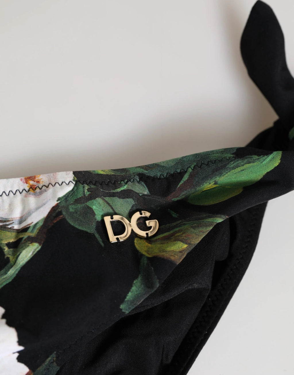 Dolce & Gabbana Black Side Tie Floral Bikini Bottom Swimwear by Dolce & Gabbana