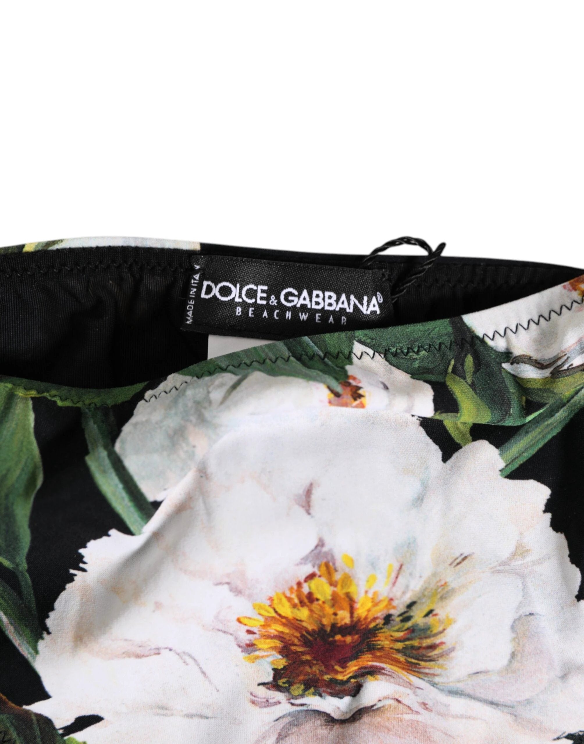 Dolce & Gabbana Black Side Tie Floral Bikini Bottom Swimwear by Dolce & Gabbana
