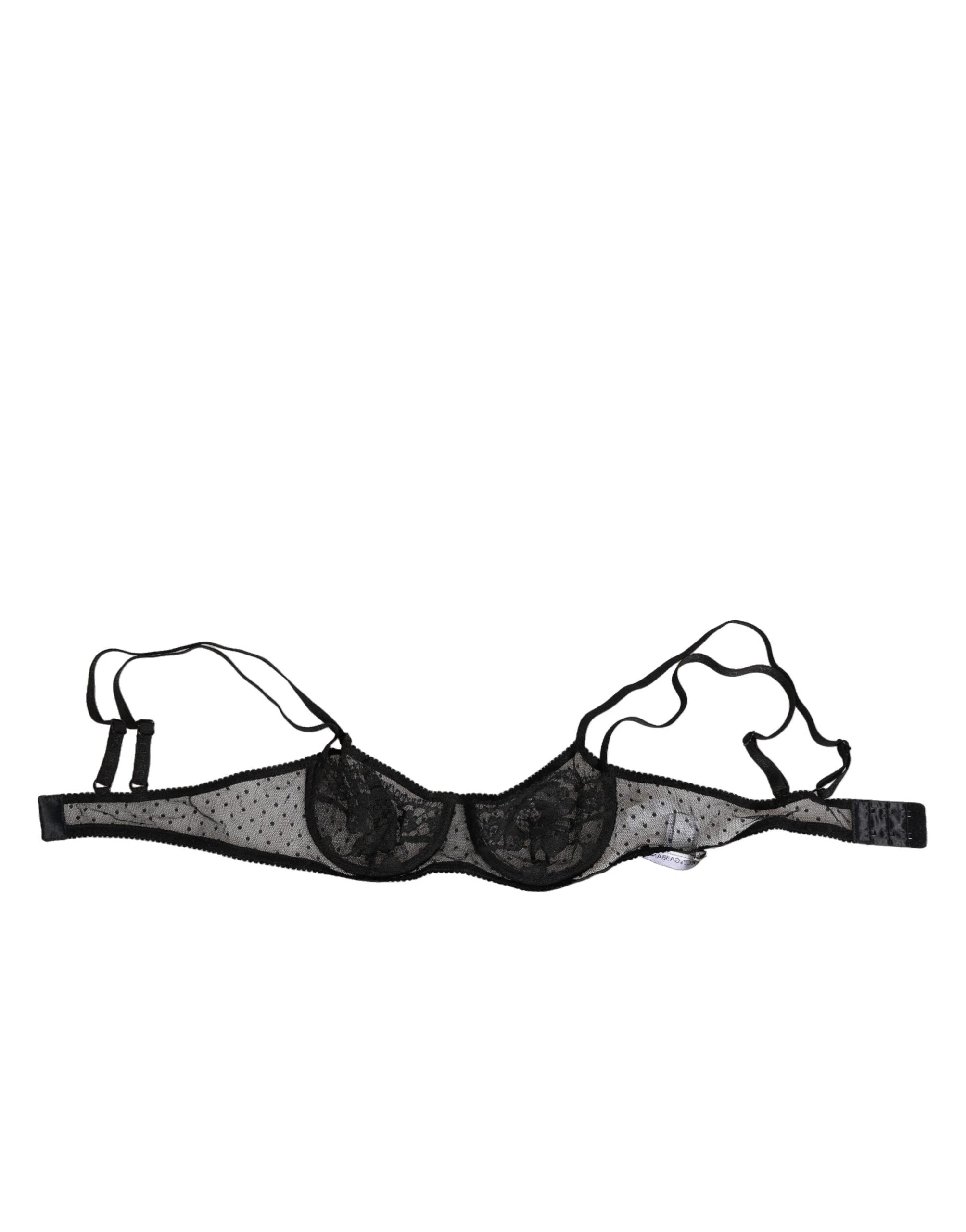 Dolce & Gabbana Black Floral Underwired Balconette Bra Underwear by Dolce & Gabbana