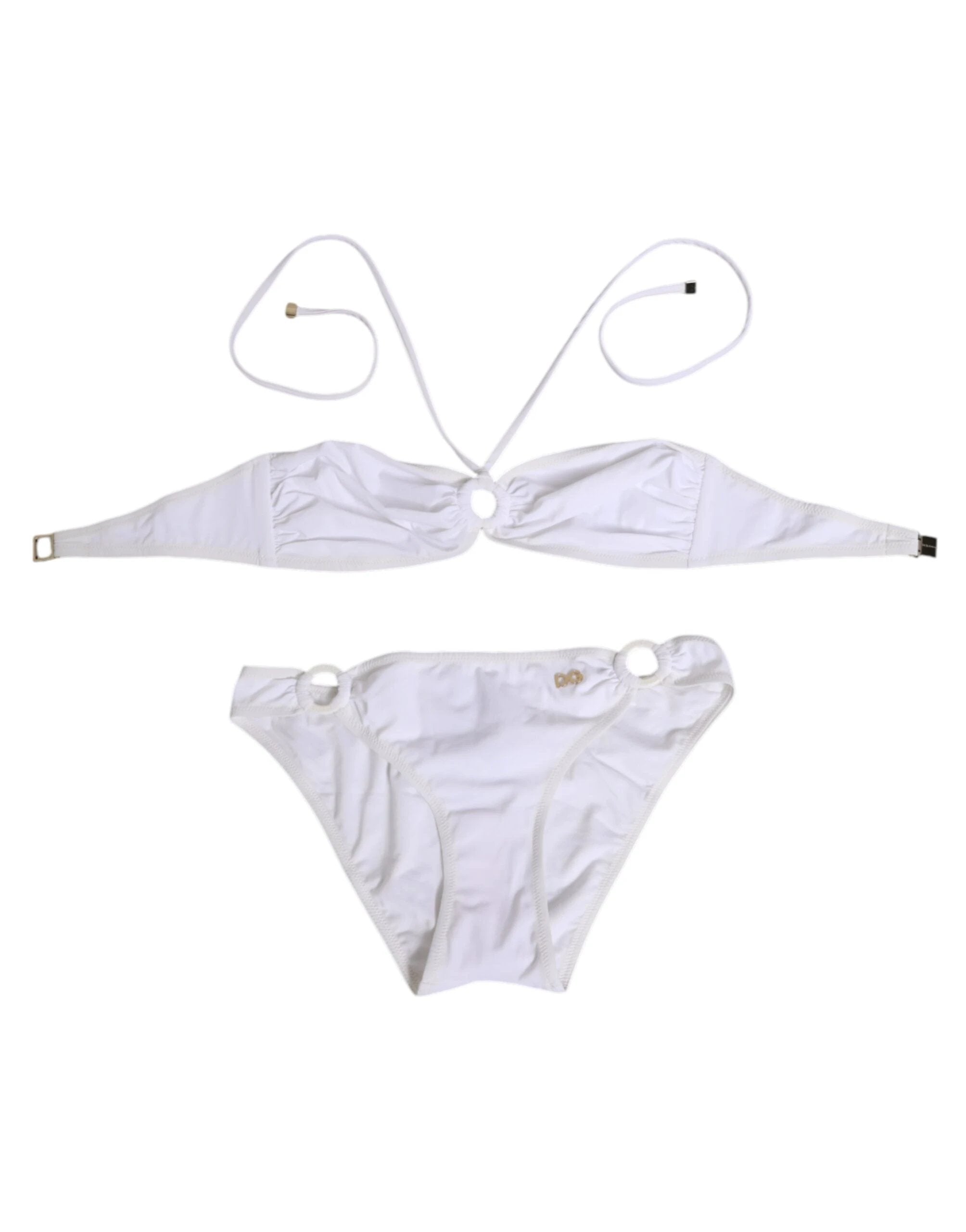 Dolce & Gabbana White Logo Swimsuit 2 Piece Top Bottom Swimwear by Dolce & Gabbana