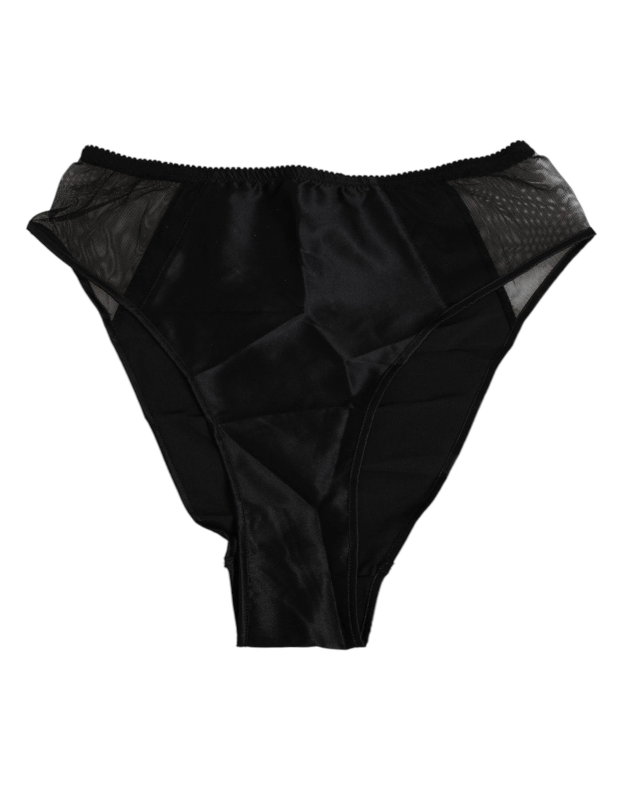 Dolce & Gabbana Black Silk Stretch High Waist Panty Underwear by Dolce & Gabbana