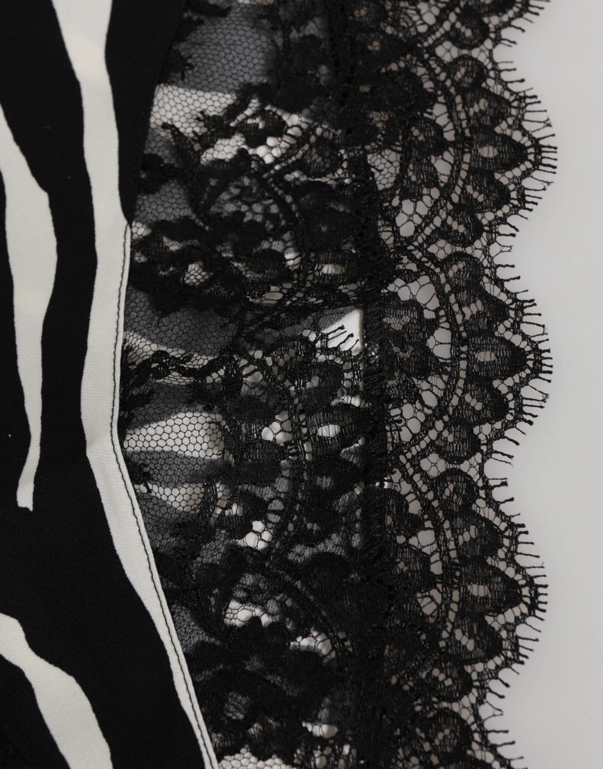 Dolce & Gabbana Black Silk Zebra Print Lace High Waist Underwear by Dolce & Gabbana