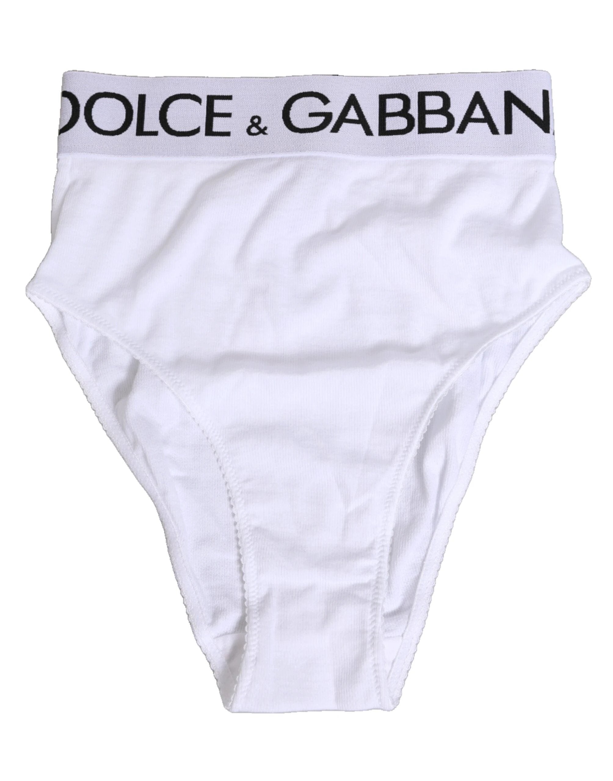 Dolce & Gabbana White Cotton Stretch High Waist Panty Underwear by Dolce & Gabbana