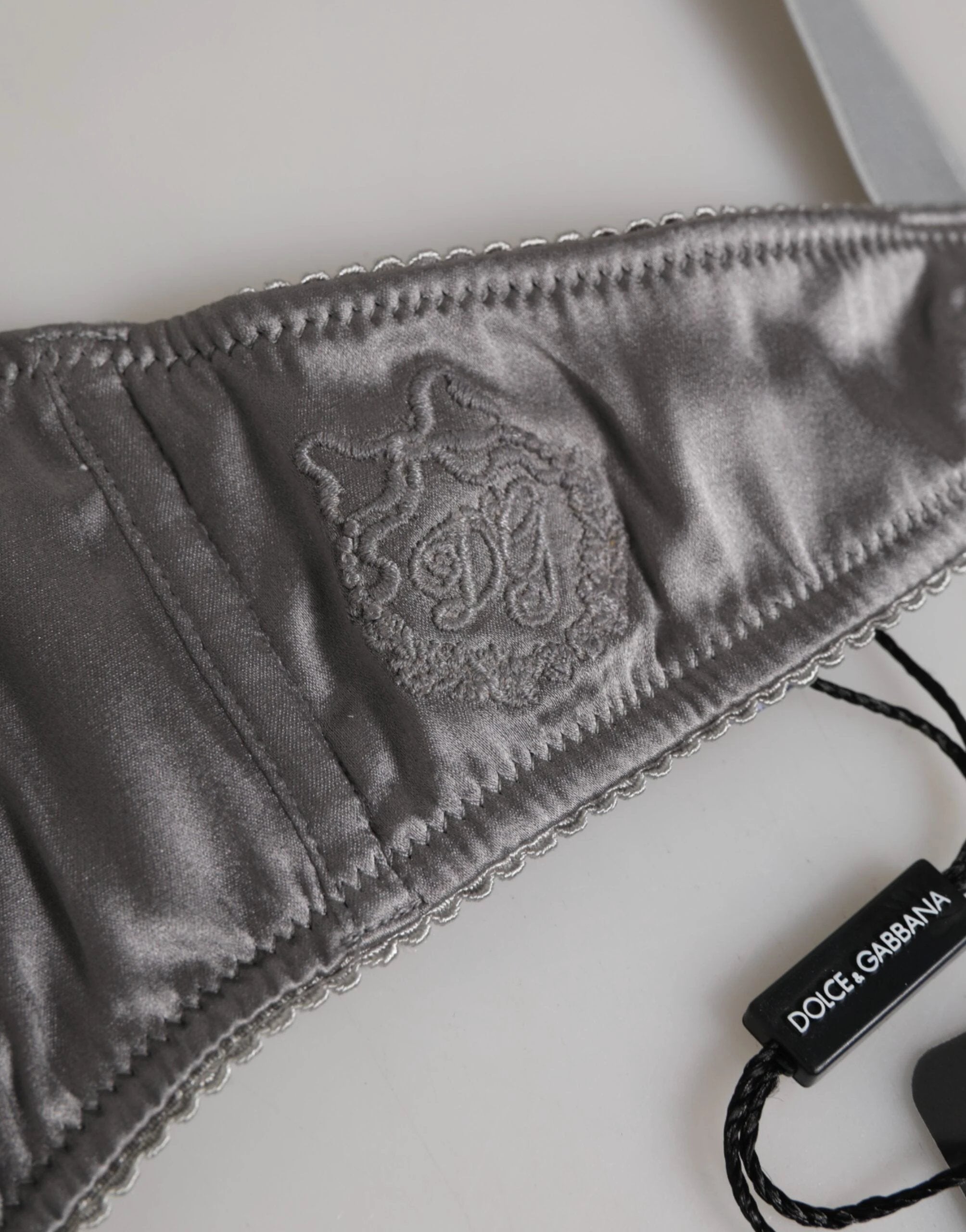 Dolce & Gabbana Gray Silk Underwired Balconette Bra Underwear by Dolce & Gabbana