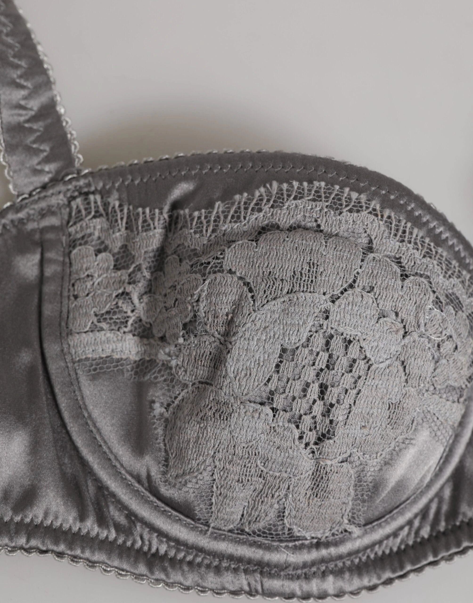 Dolce & Gabbana Gray Silk Underwired Balconette Bra Underwear by Dolce & Gabbana