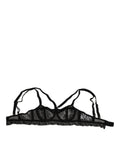 Dolce & Gabbana Black Floral Lace Nylon Balconcino Bra Underwear by Dolce & Gabbana