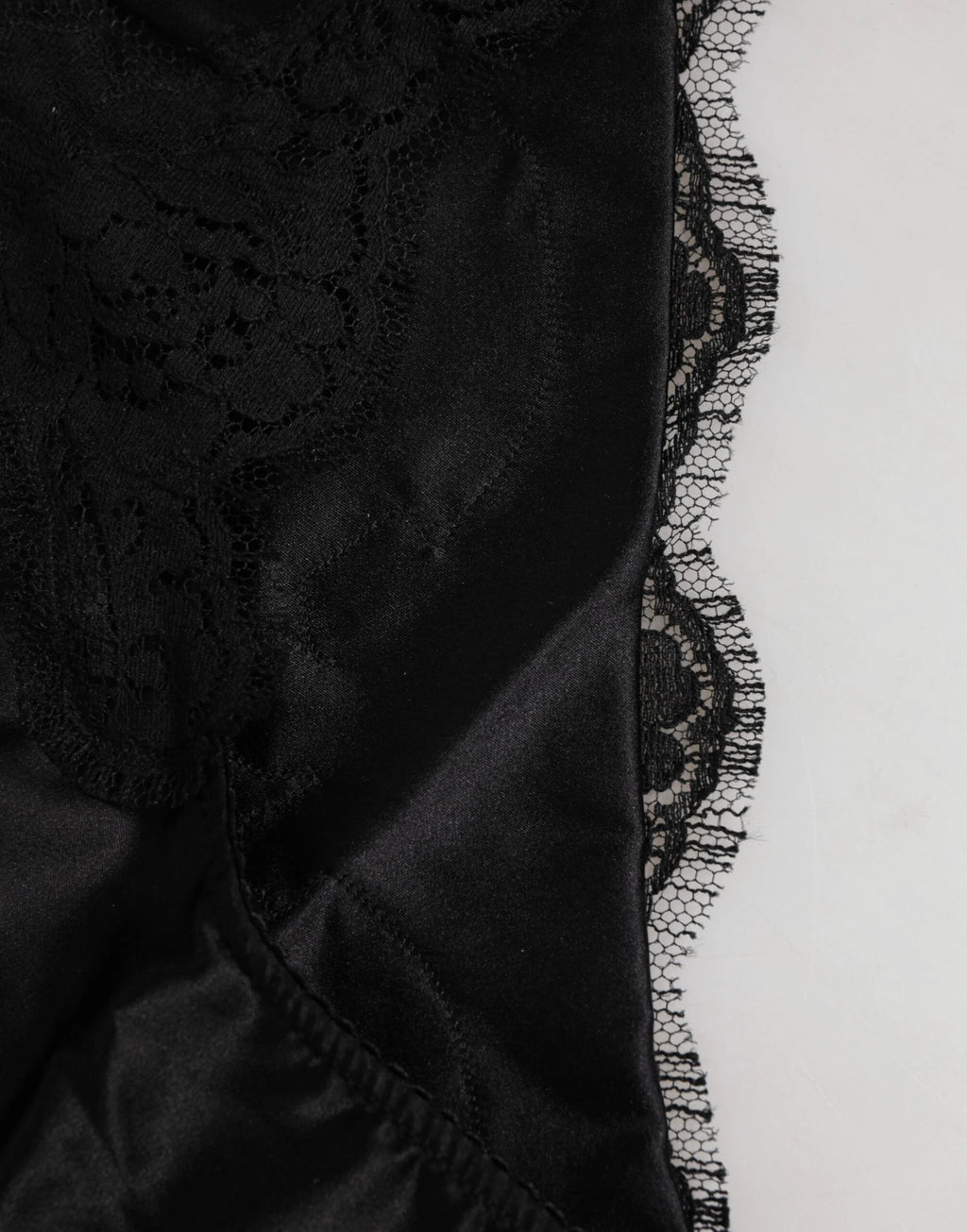 Dolce & Gabbana Black Silk Satin Floral Lace Panty Brief Underwear by Dolce & Gabbana