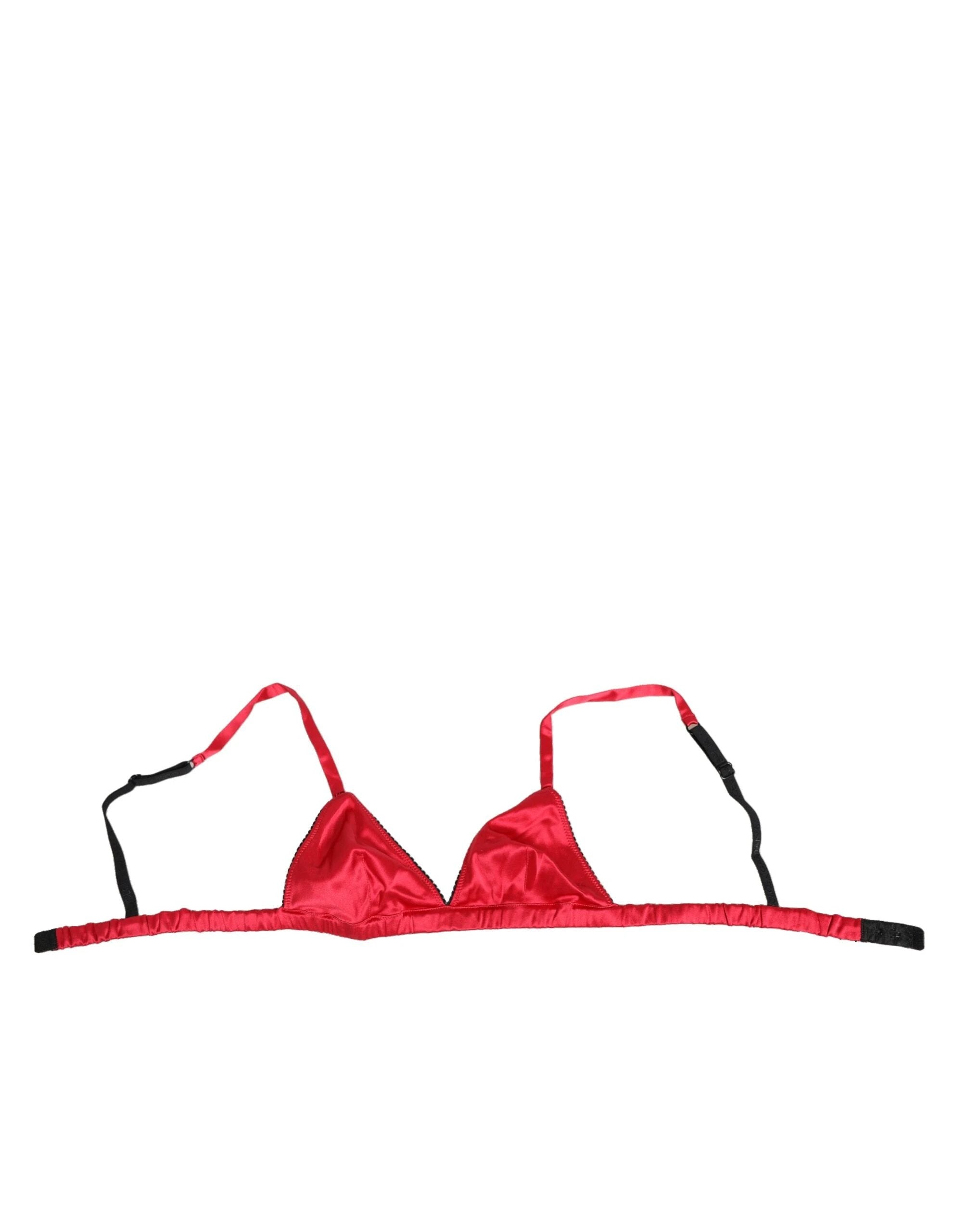Dolce & Gabbana Red Silk Satin Triangle Soft Cup Br Underwear by Dolce & Gabbana