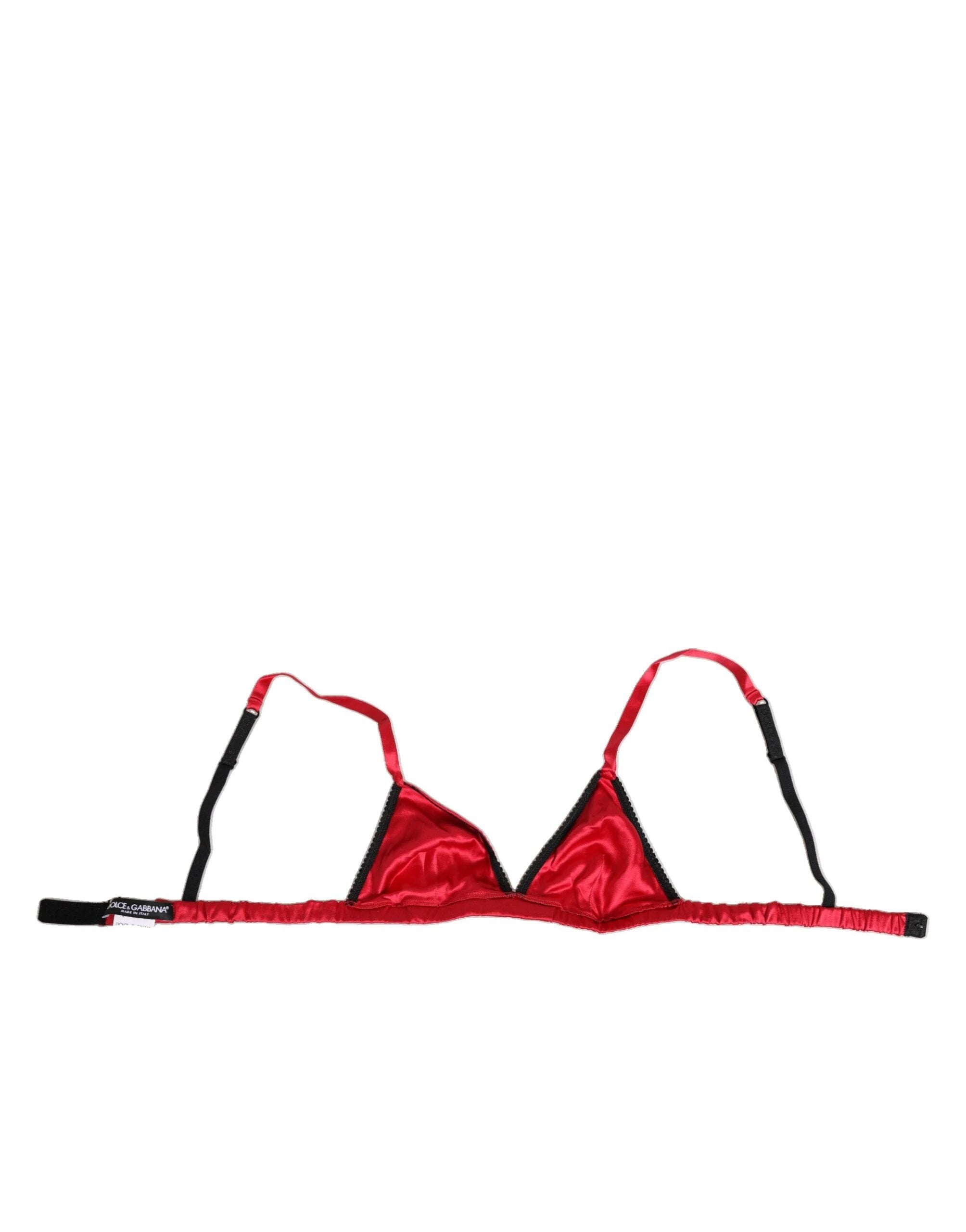 Dolce & Gabbana Red Silk Satin Triangle Soft Cup Br Underwear by Dolce & Gabbana