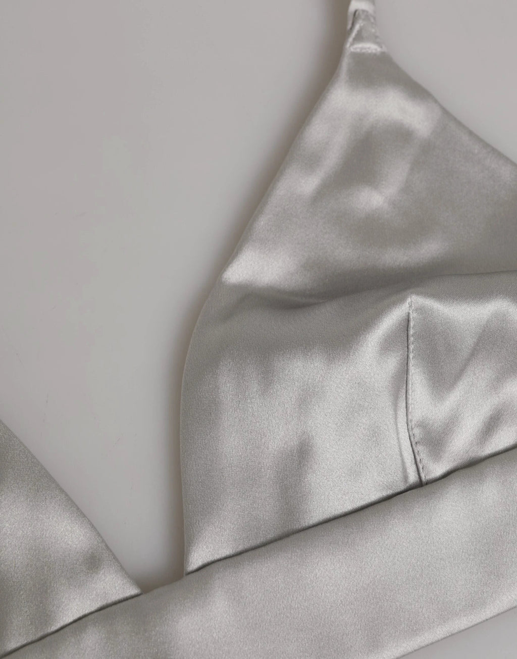 Dolce & Gabbana Gray Silk Satin Triangle Soft Cup Bra Underwear by Dolce & Gabbana