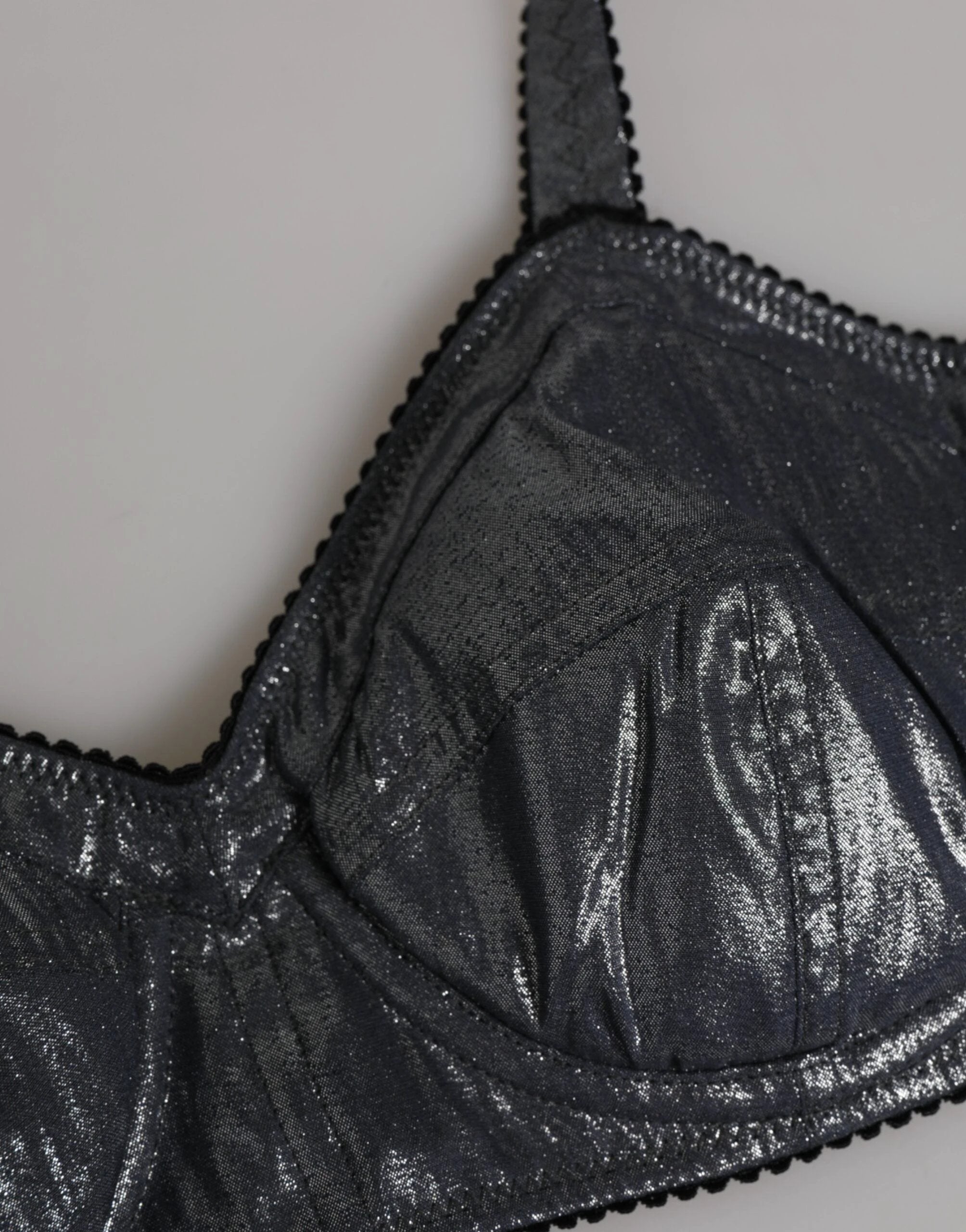 Dolce & Gabbana Dark Gray Silk Stretch Balconcino Bra Underwear by Dolce & Gabbana