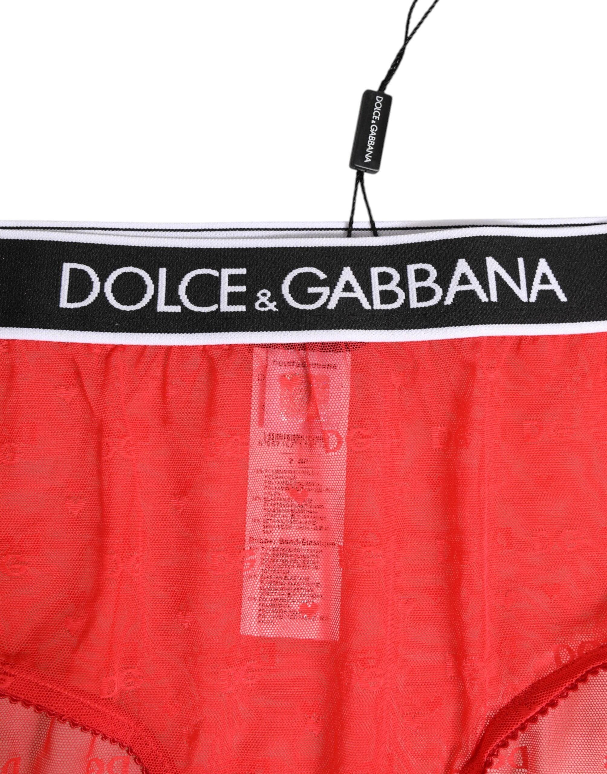 Dolce & Gabbana Red Nylon Logo Waistband Brief Panty Underwear by Dolce & Gabbana
