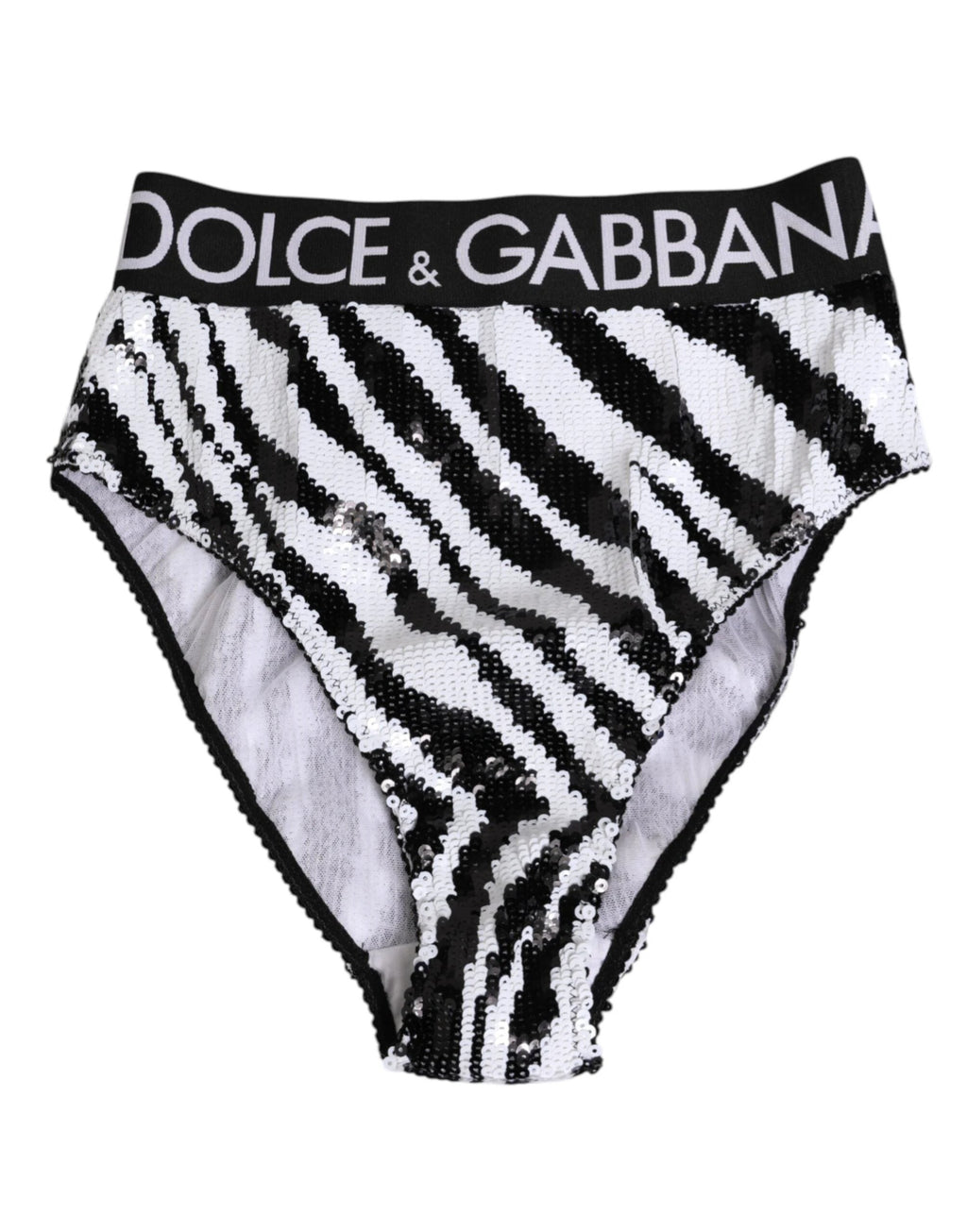 Dolce & Gabbana Black White Stripes High Waist Panty Underwear by Dolce & Gabbana