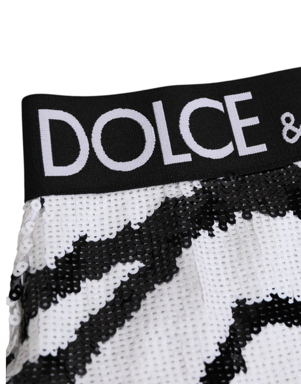Dolce & Gabbana Black White Sequin High Waist Panty Underwear by Dolce & Gabbana