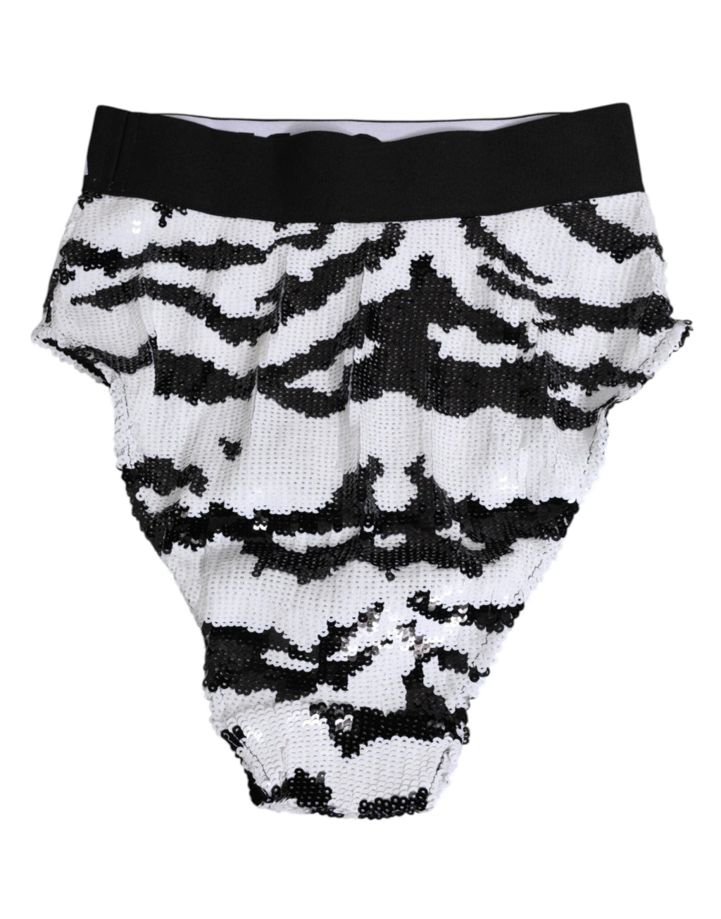 Dolce & Gabbana Black White Sequin High Waist Panty Underwear by Dolce & Gabbana