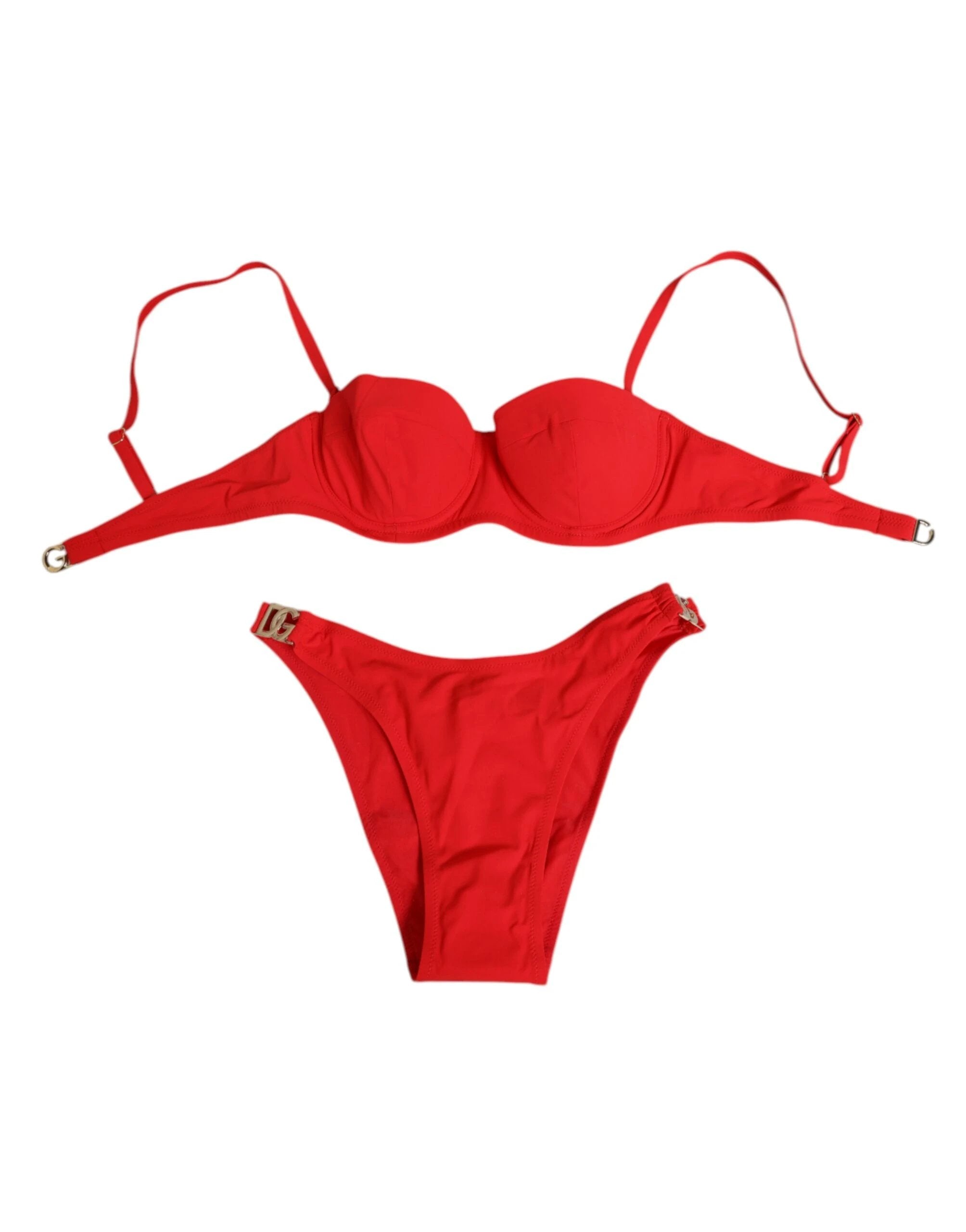 Dolce & Gabbana Red Nylon Swimsuit 2 Piece Top Bottom Swimwear by Dolce & Gabbana