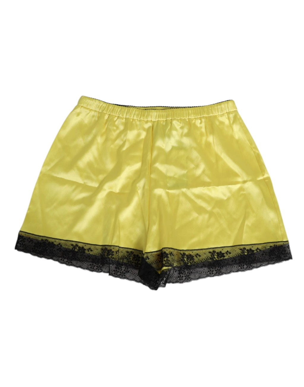 Dolce & Gabbana Yellow Satin Silk Mid Waist Underwear Shorts by Dolce & Gabbana