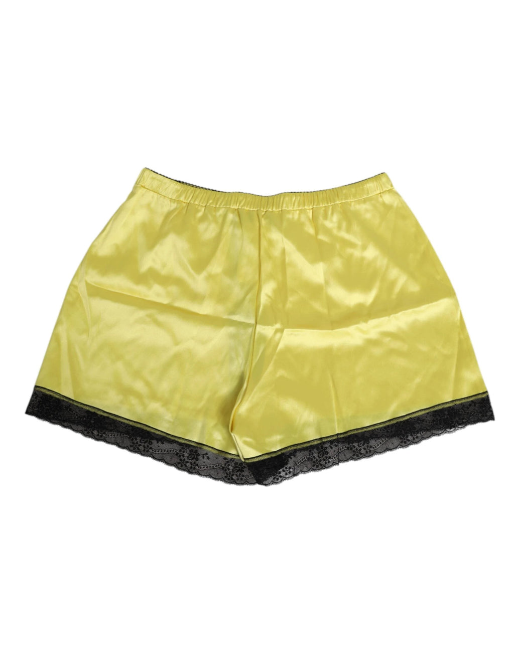 Dolce & Gabbana Yellow Satin Silk Mid Waist Underwear Shorts by Dolce & Gabbana