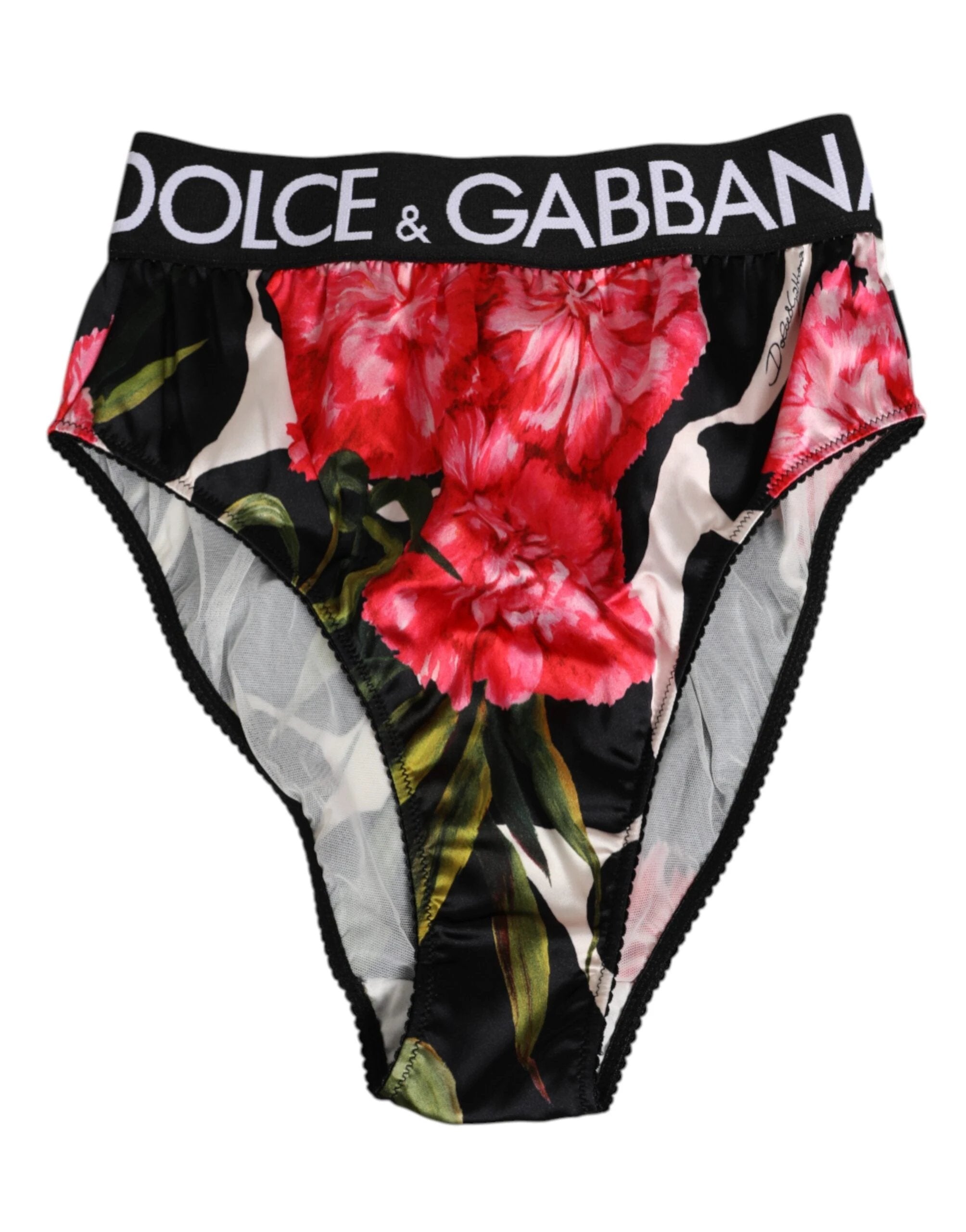 Dolce & Gabbana Black Floral Print High Waist Panty Underwear by Dolce & Gabbana