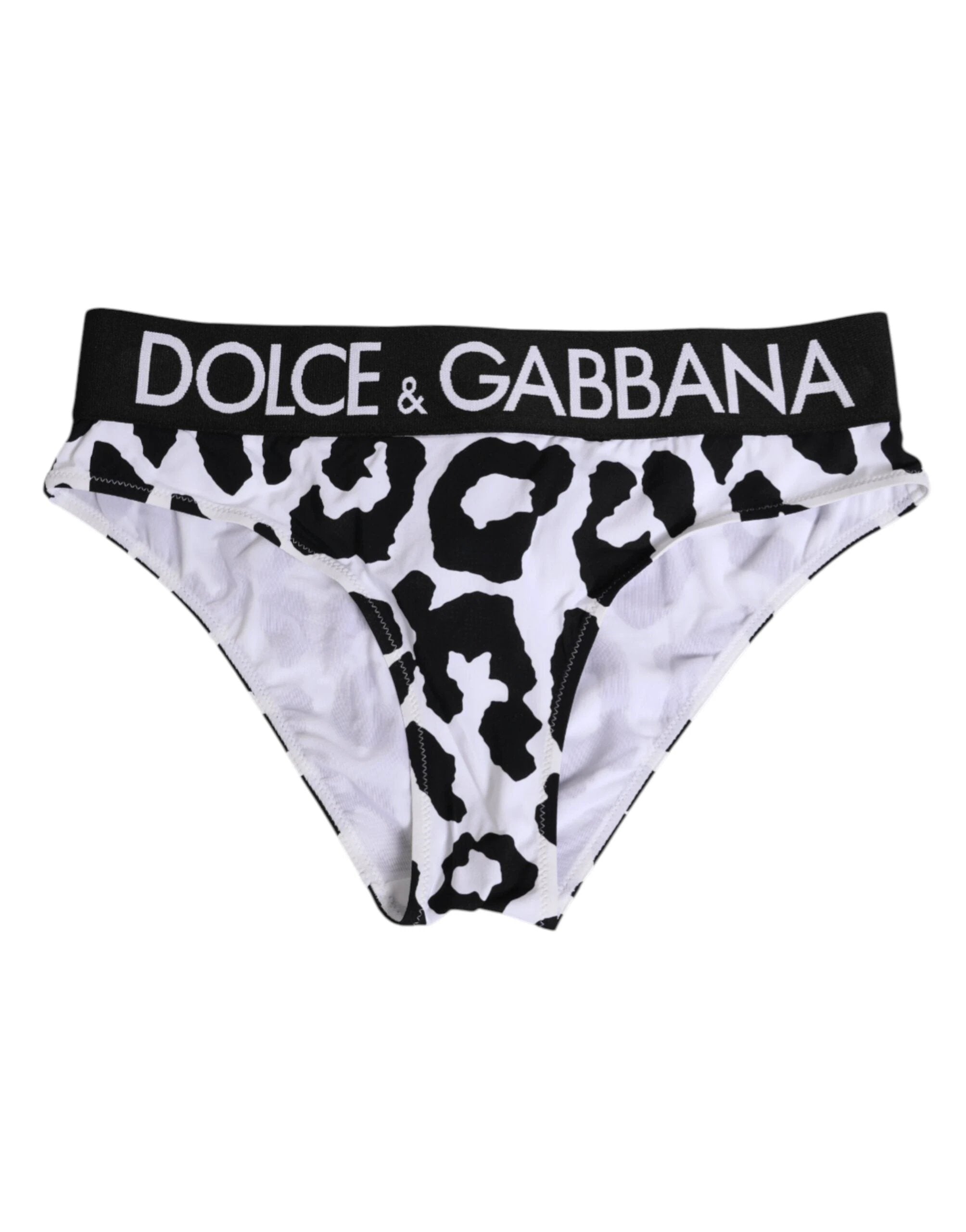 Dolce & Gabbana White Leopard Nylon High Waist Panty Underwear by Dolce & Gabbana