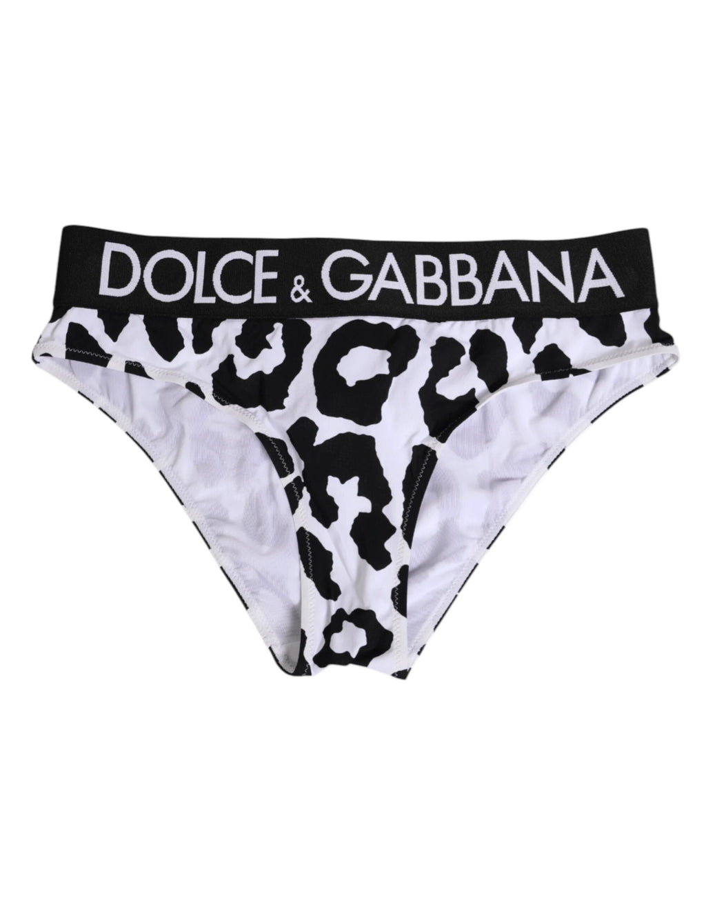 Dolce & Gabbana White Leopard Nylon High Waist Panty Underwear by Dolce & Gabbana