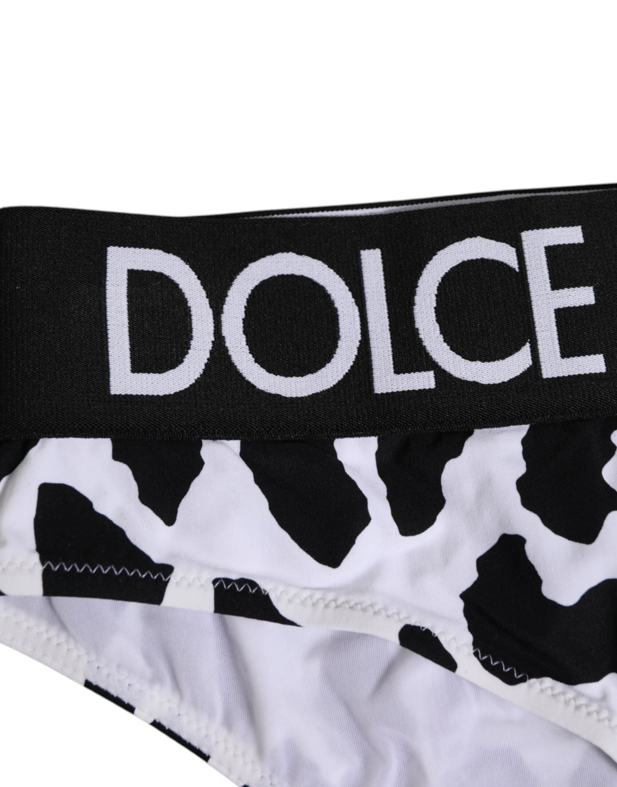 Dolce & Gabbana White Leopard Nylon High Waist Panty Underwear by Dolce & Gabbana