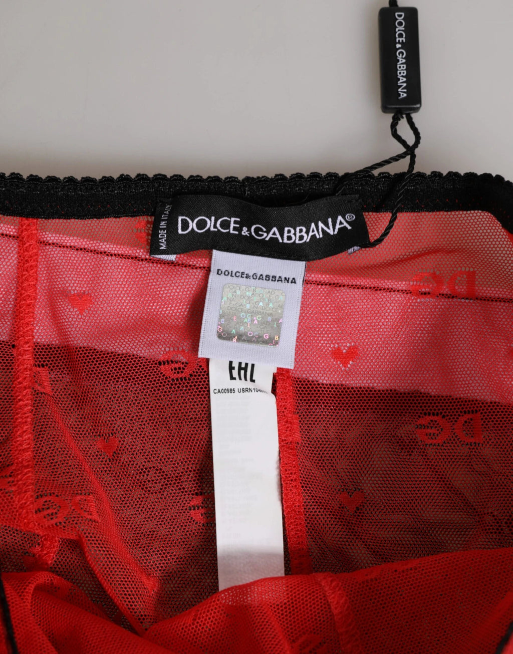 Dolce & Gabbana Black Red Nylon High Waist Girdle Underwear by Dolce & Gabbana