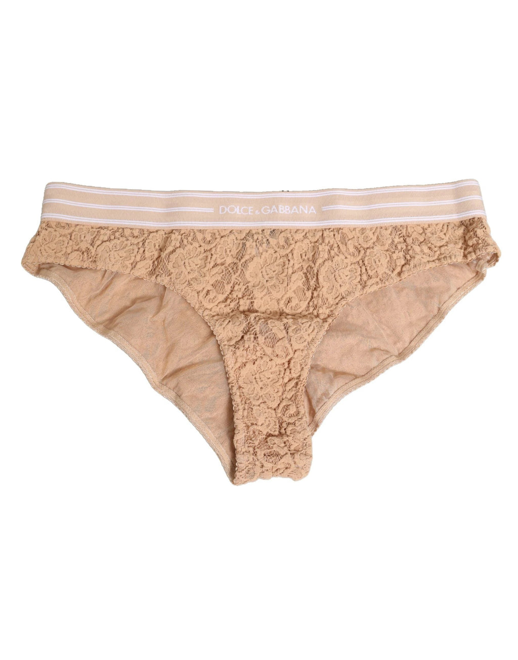 Dolce & Gabbana Beige Lace Nylon High Waist Panty Underwear by Dolce & Gabbana