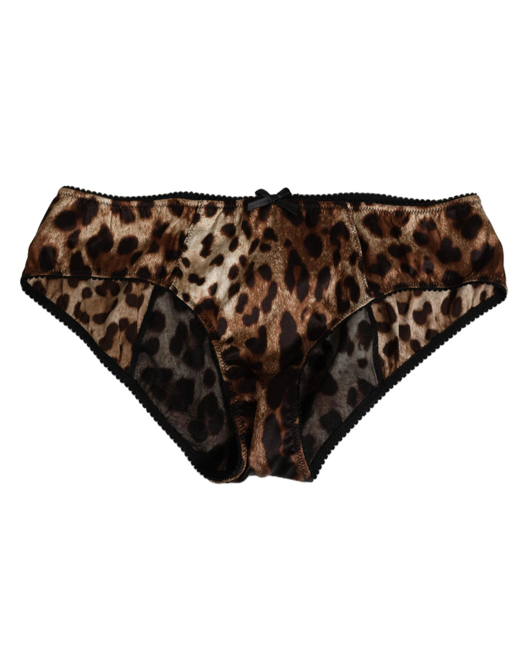 Dolce & Gabbana Brown Leopard Silk Mid Waist Panty Underwear by Dolce & Gabbana