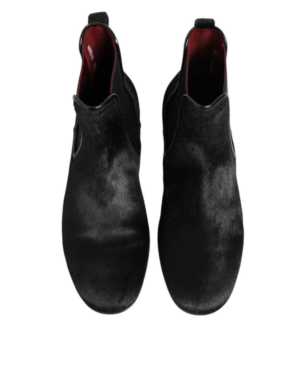 Dolce & Gabbana Black Leather Fur Men CHELSEA Boots Shoes by Dolce & Gabbana