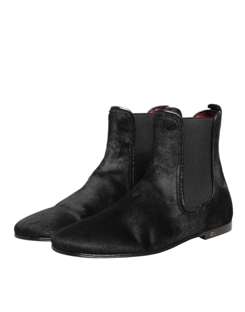 Dolce & Gabbana Black Leather Fur Men CHELSEA Boots Shoes by Dolce & Gabbana