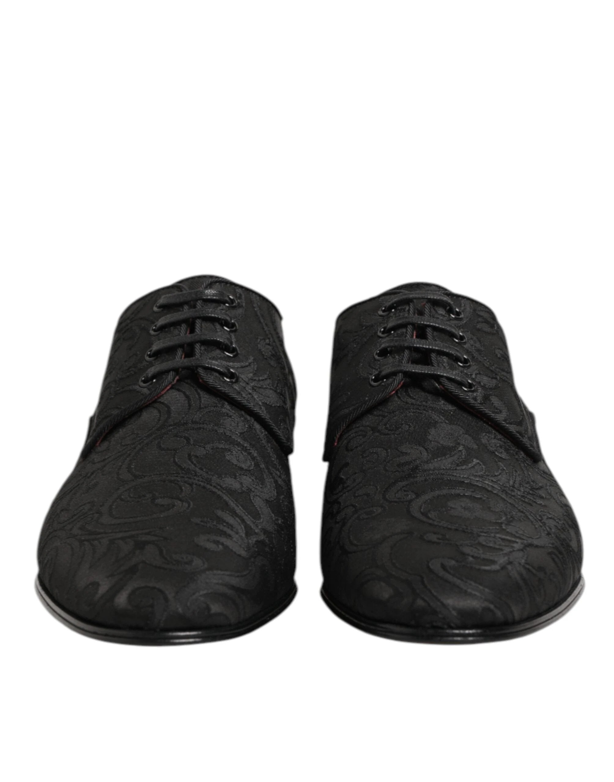 Dolce & Gabbana Black Brocade Lace Up Derby Men Dress Shoes by Dolce & Gabbana
