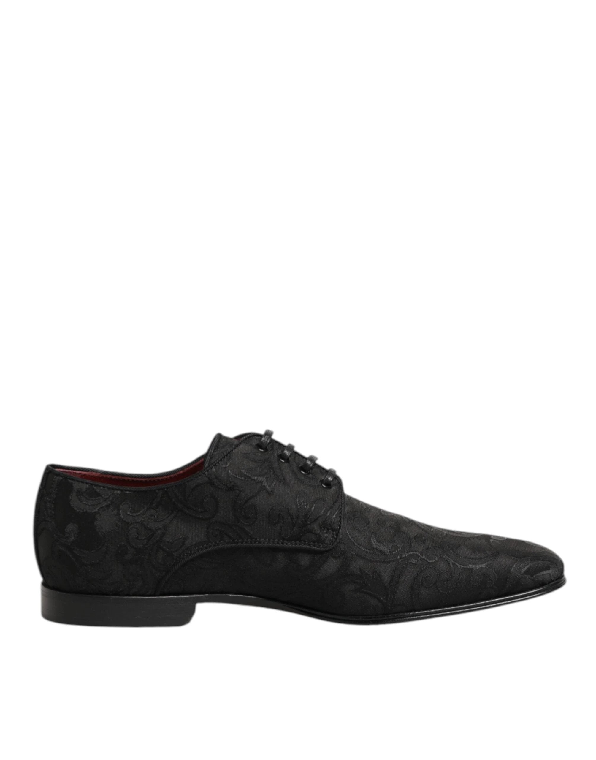 Dolce & Gabbana Black Brocade Lace Up Derby Men Dress Shoes by Dolce & Gabbana