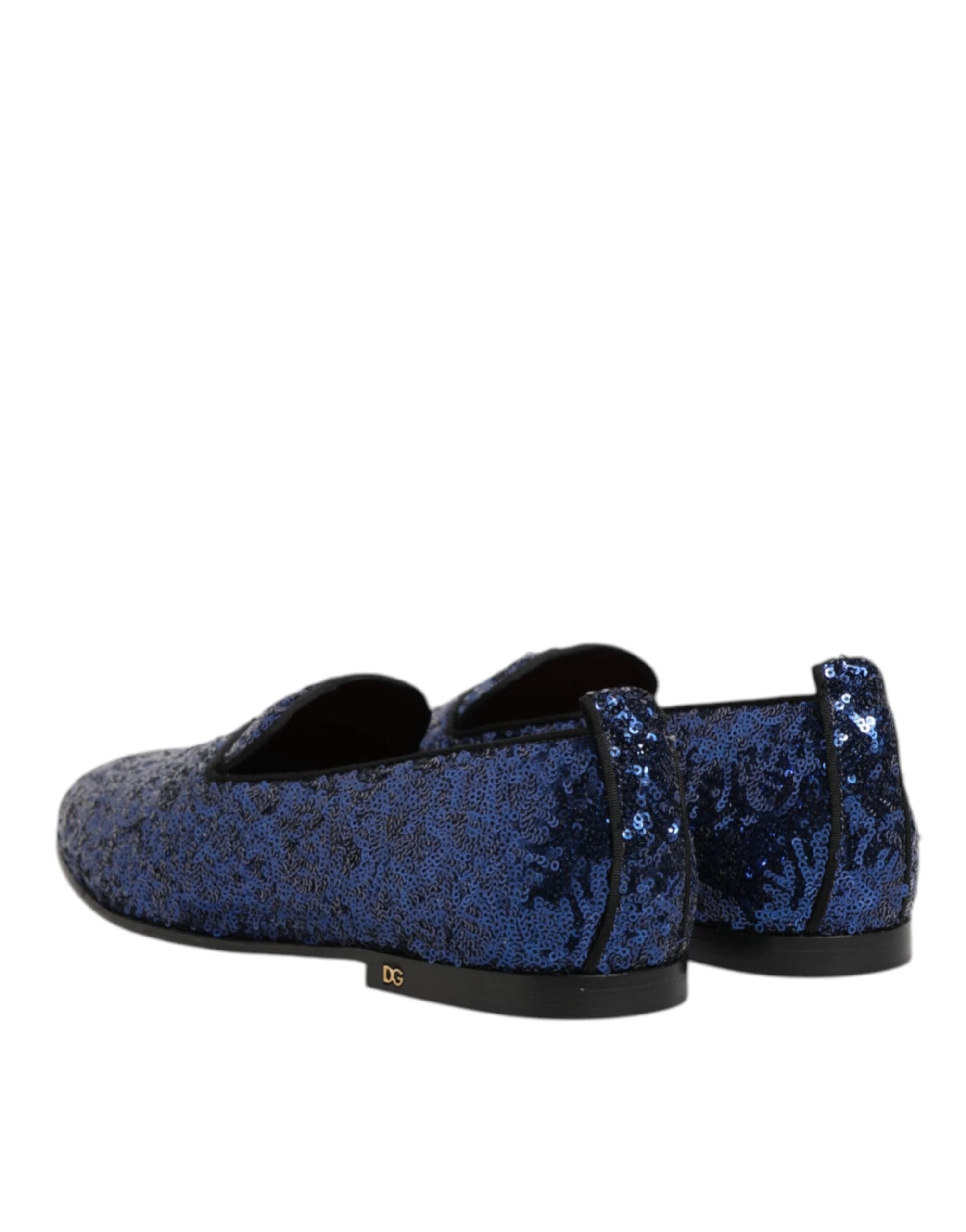 Dolce & Gabbana Blue Sequined Loafers Slippers Men Dress Shoes by Dolce & Gabbana