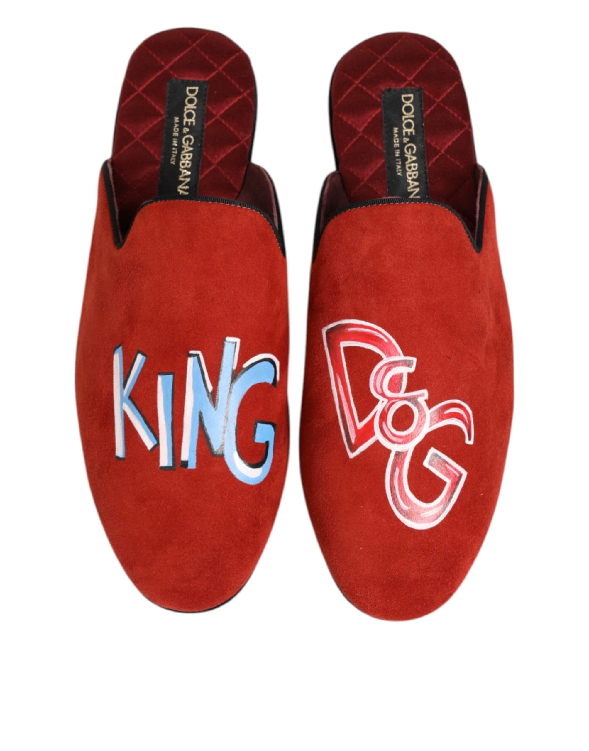 Dolce & Gabbana Red Suede DG King Men House Slippers Shoes by Dolce & Gabbana