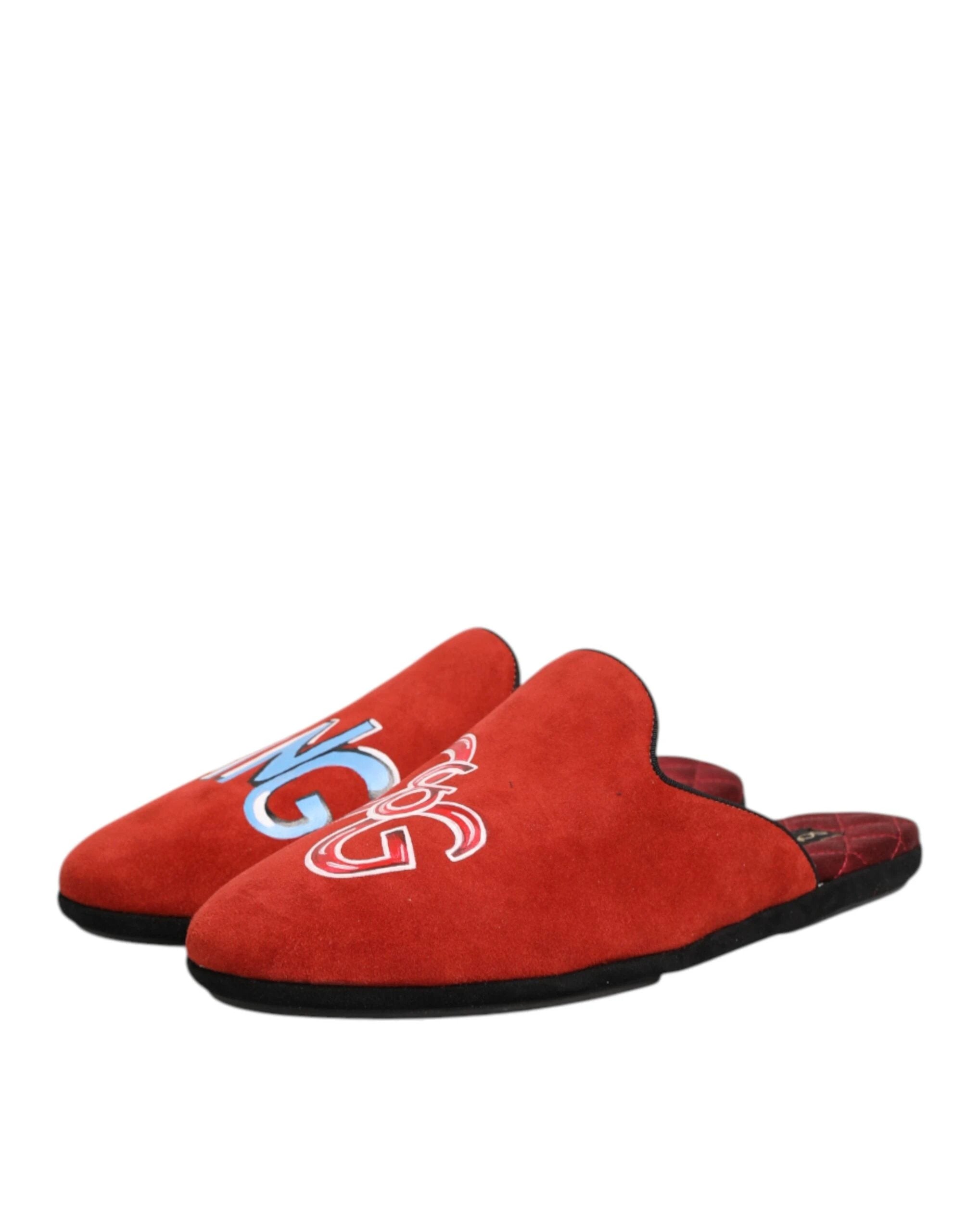 Dolce & Gabbana Red Suede DG King Men House Slippers Shoes by Dolce & Gabbana