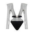Dolce & Gabbana Gray Viscose One-Piece Swimsuit by Dolce & Gabbana