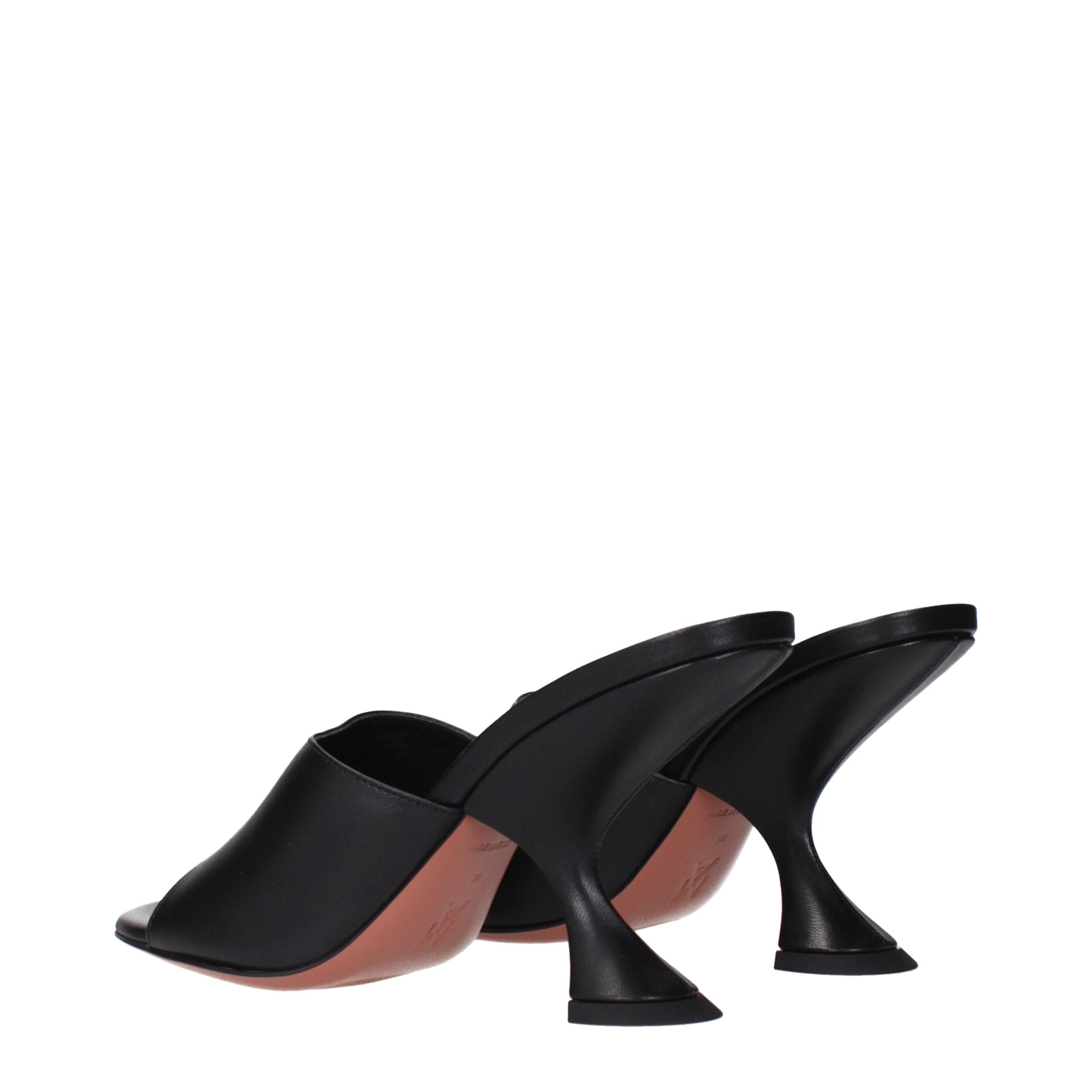 Sandales à talons aiguilles en cuir noir Amina Muaddi