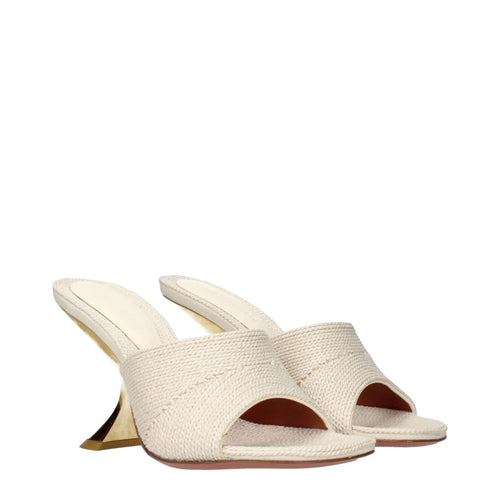Pantoufles en tissu beige Amina Muaddi