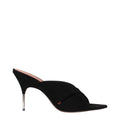 Sandales à talons aiguilles en cuir noir Amina Muaddi