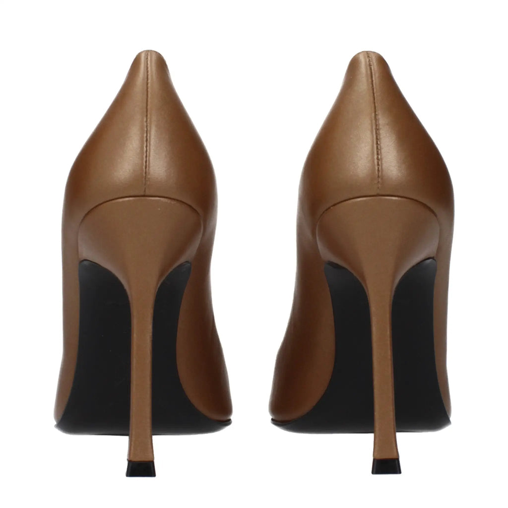 Escarpins à talons hauts en cuir marron Amina Muaddi