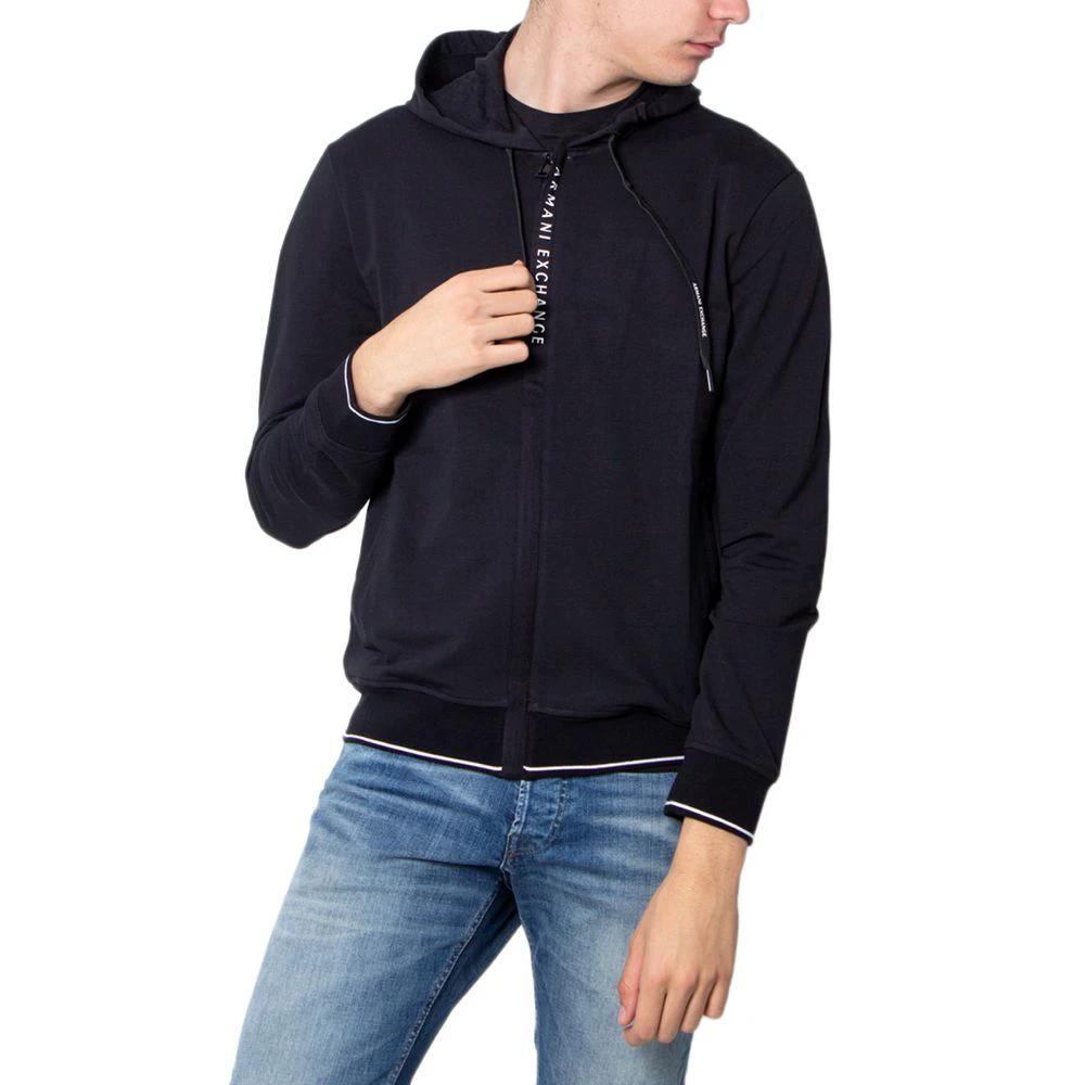 Armani Exchange Black Cotton Hoodie by Armani Exchange