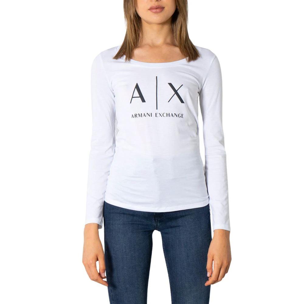 Armani Exchange White Cotton Long Sleeve T-Shirt by Armani Exchange
