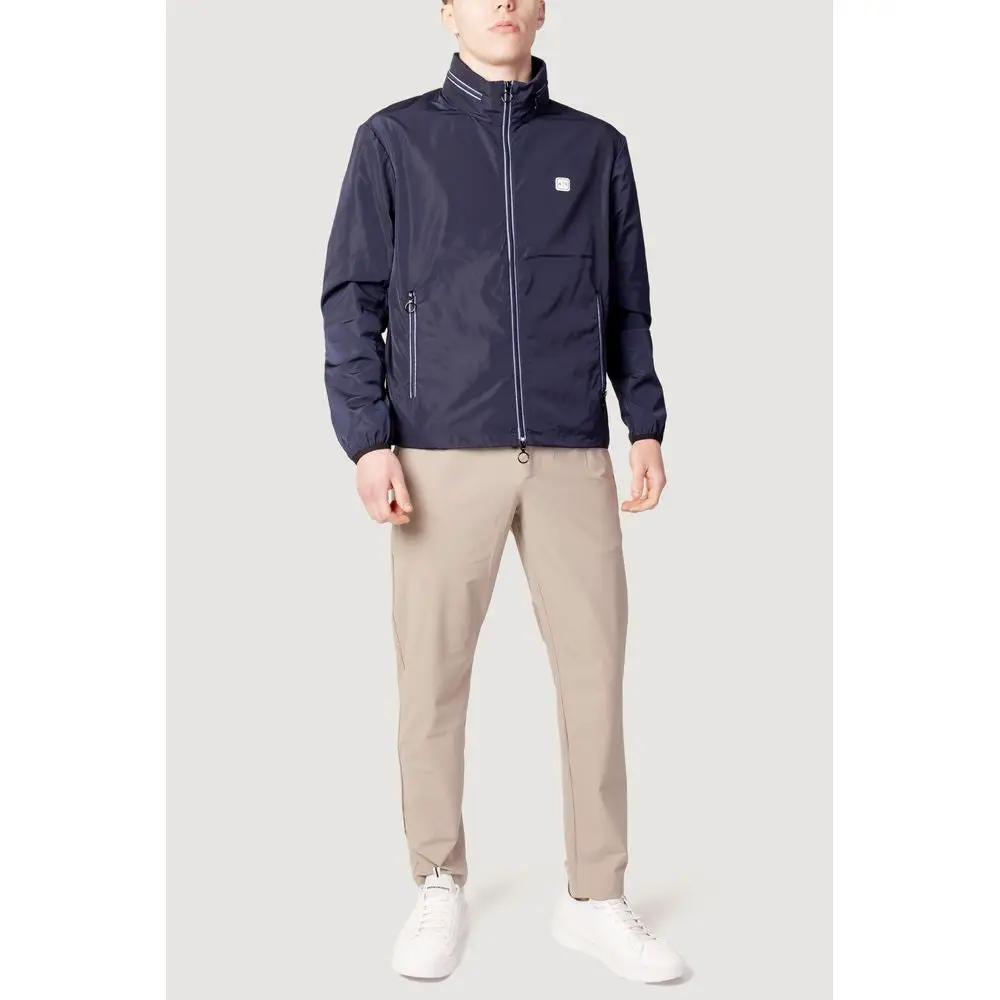 Armani Exchange Blue Polyester Shell Jacket