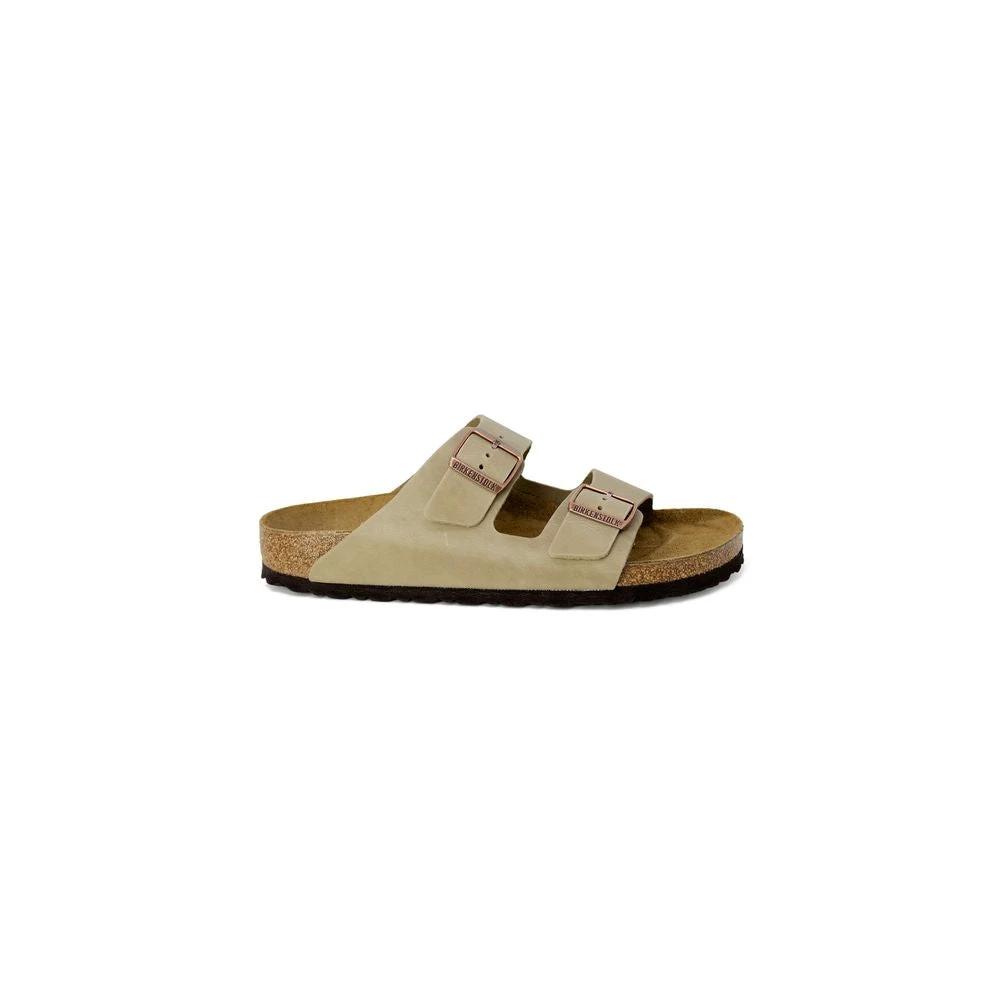 Birkenstock Beige Synthetic Slippers by Birkenstock